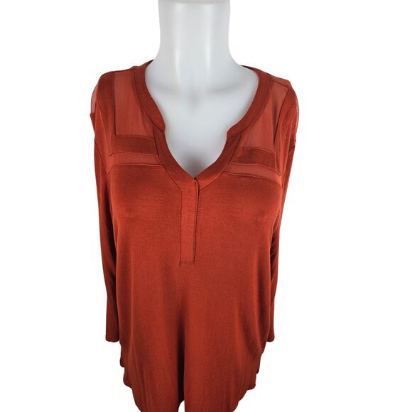 Roz & Ali Orange Lightweight Long Sleeve Blouse Women XL - Picture 2 of 6